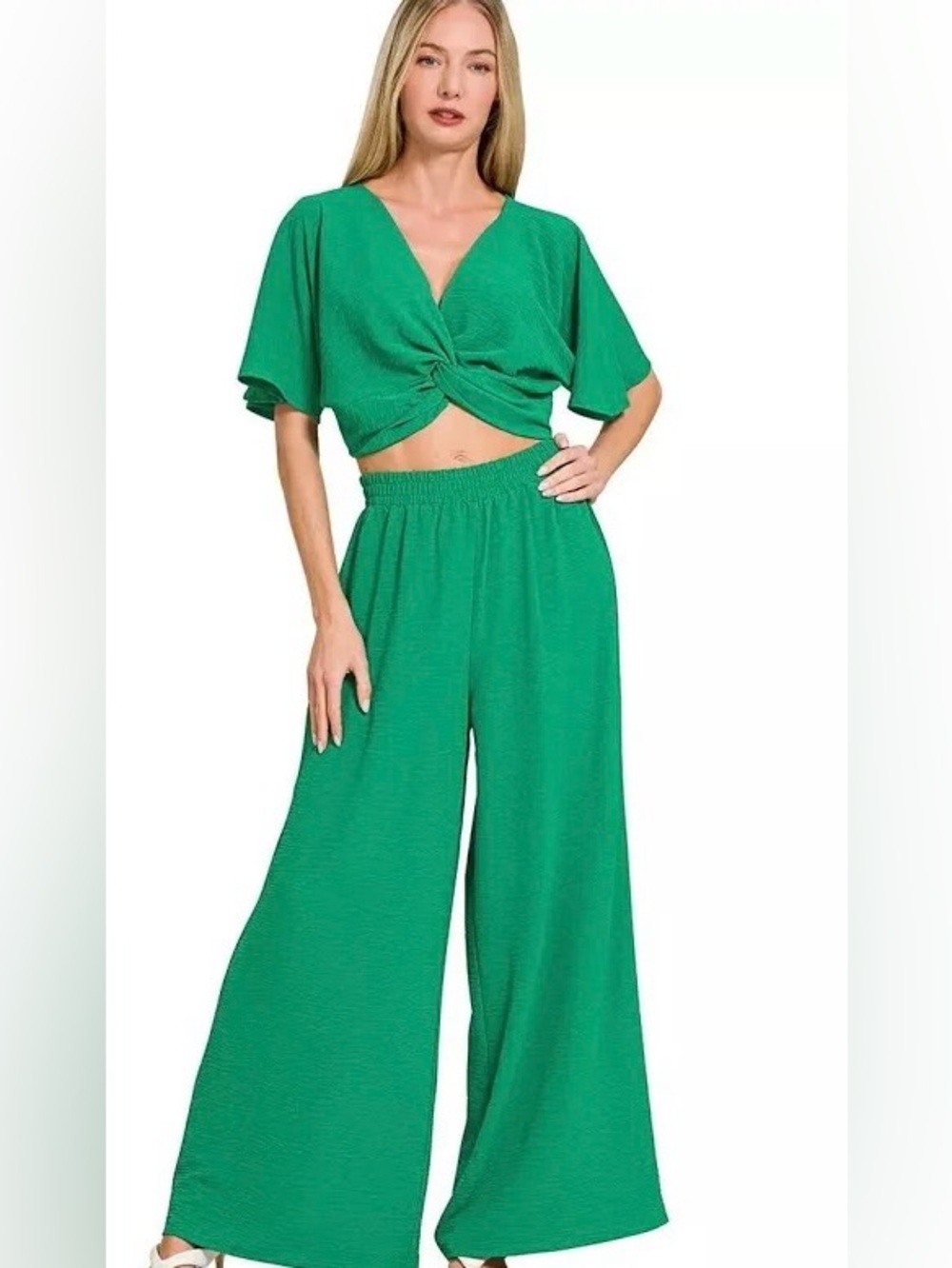 Zenana twist air flow wide leg Pant 2pc set